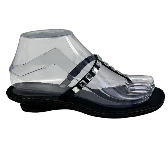 Cole Haan Kalla Thong Flip Flop Sandals Womens 6.5 Black Bejewelled Jewel Bling - Picture 3 of 9